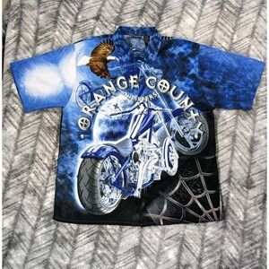 Vintage Y2K Shirt Orange County Choppers Motorcycle Eagle Biker Camp Hawaiian XL